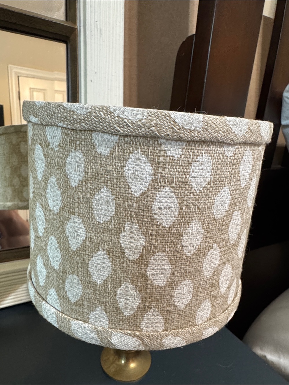 Ballard Designs Beige and White Textured Dot lamp Shade